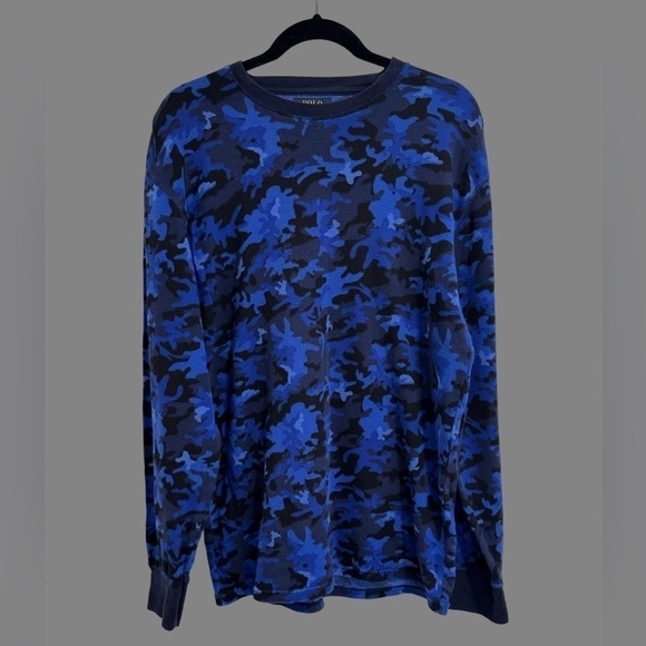 POLO RALPH LAUREN men’s camouflage long sleeve waffle crew neck shirt - Picture 1 of 13
